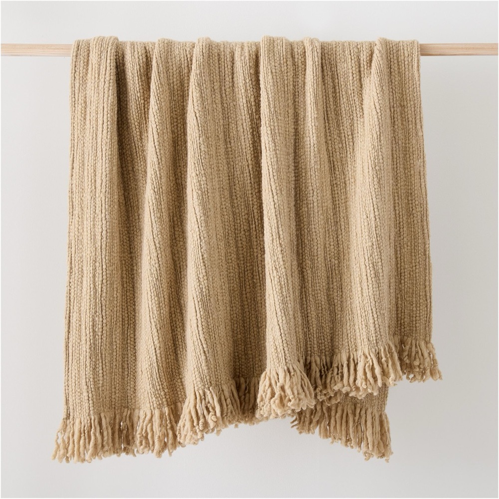 West Elm Chunky Wool Camel Throw Blanket